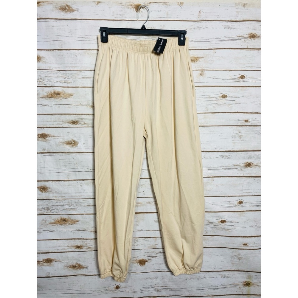 Willow Dance Women’s Elastic Waistband Side Pockets Cream Jogger Pants Size XXL